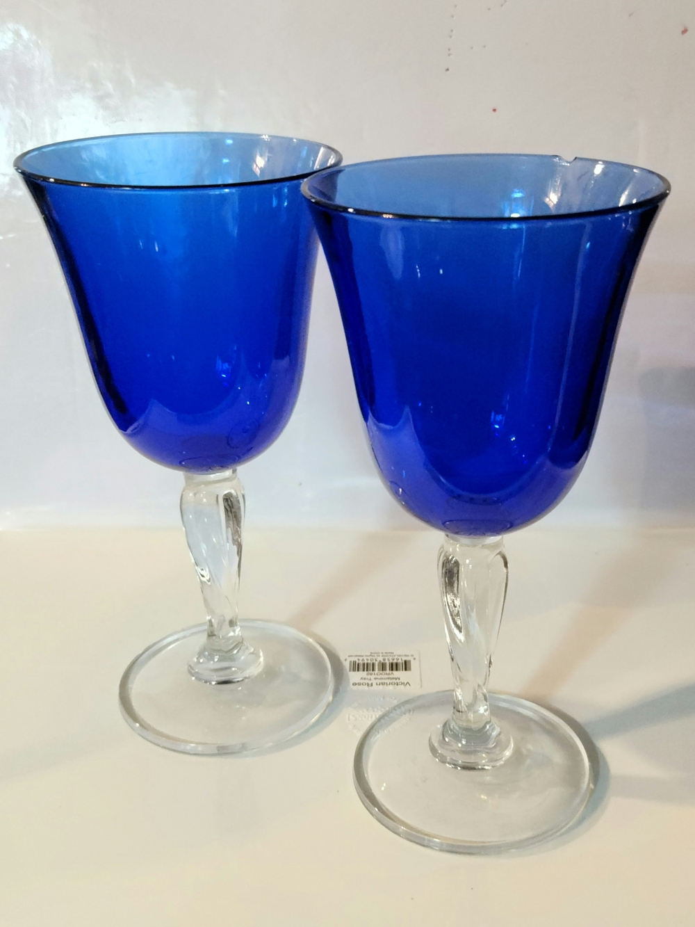 Cristal d'Arques-Durand Casual Setting Sapphire Wine Glasses - Cobalt with Clear
